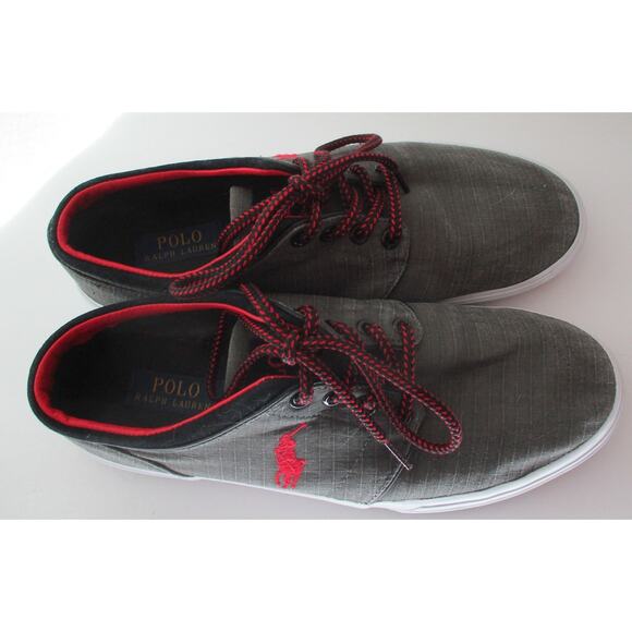 Ralph Lauren Polo Men's Faxon Gray Canvas Lace Sneakers Size 10.5D - Picture 6 of 10